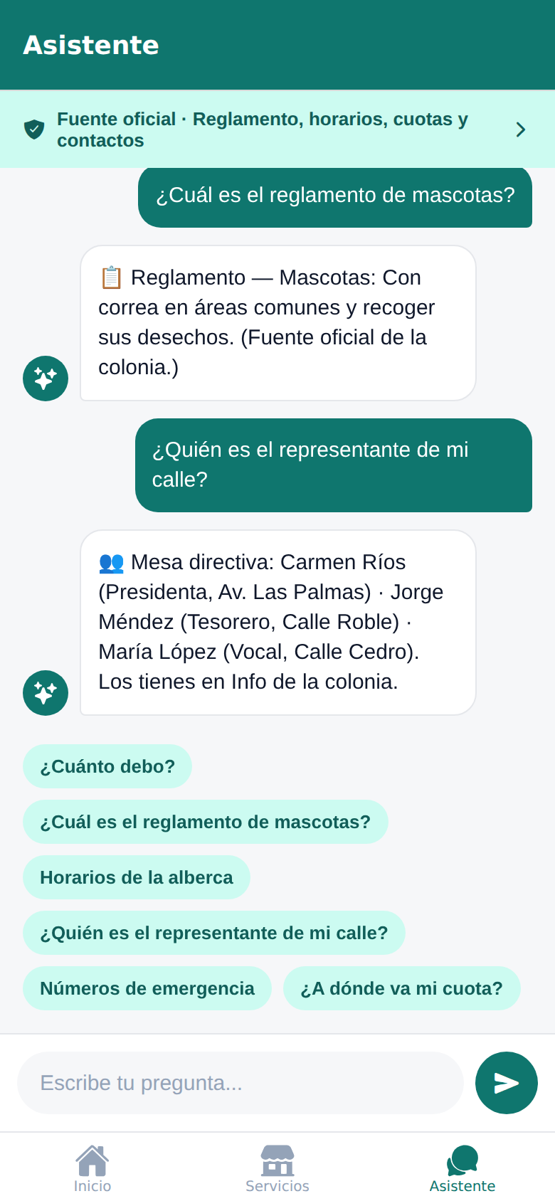 Asistente oficial de la colonia